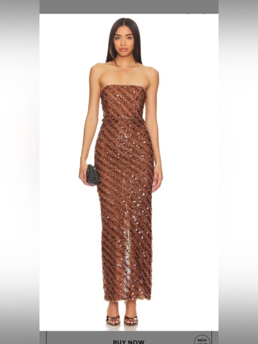 Camila Coelho Strapless Sequin Gown in Copper